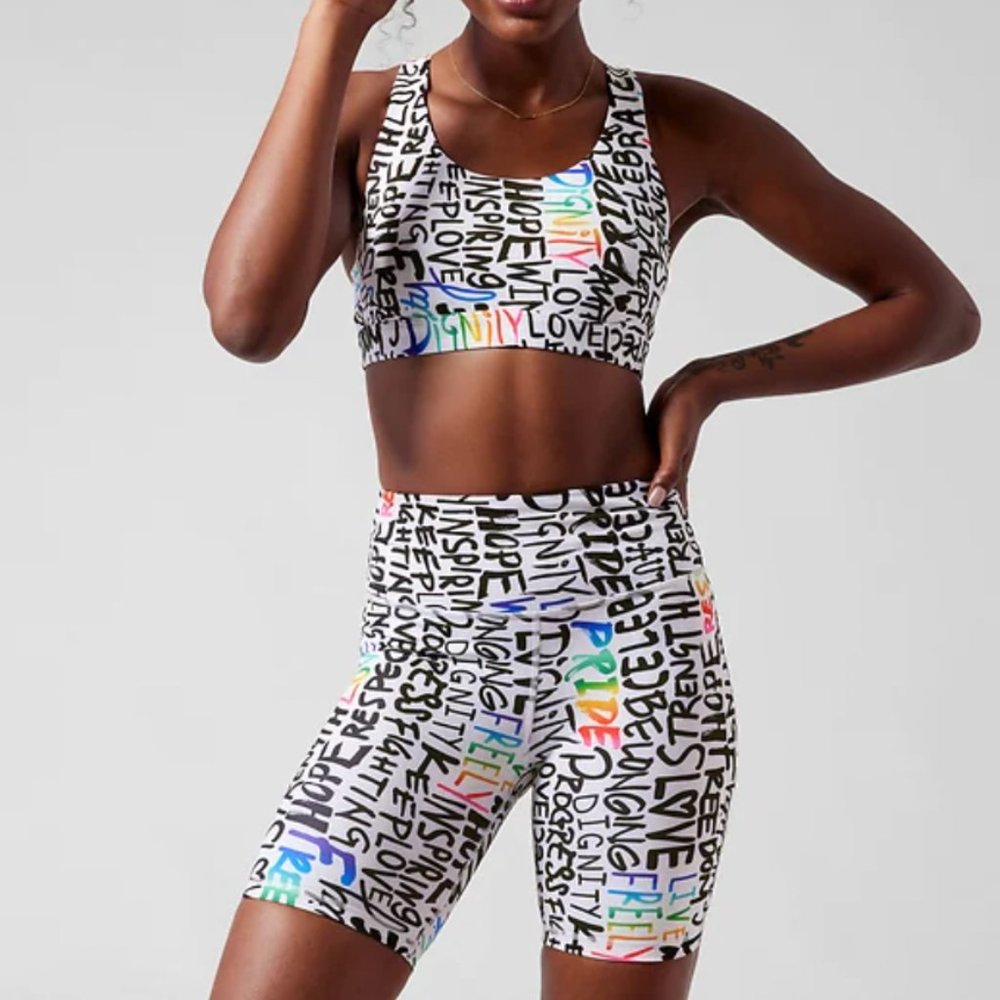 Athleta PRIDE Ultimate Bra + Elation Train Short | Size: S | Color: Multi